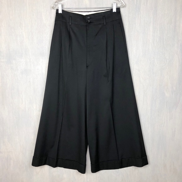 Comme des Garcons Pants - Comme Des Garçons wide leg pleated crop trouser S